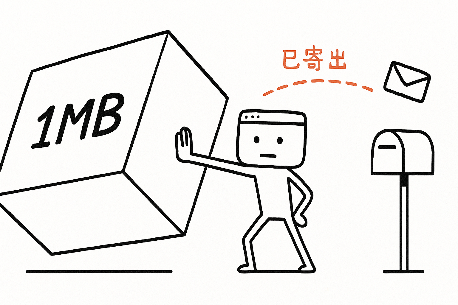我伸手擋下那個 1MB 的播放器箱子,但背後那封信早就寄出去了,正飛向郵筒